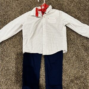 Striped White and Navy Kids Matching Set
